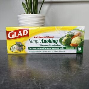 NEW Box of 10 Glad Simply Cooking Microwave Cooking‎ Steaming Bags Discontinued